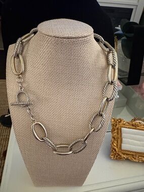 Silver-Tone Rope Link Toggle Necklace